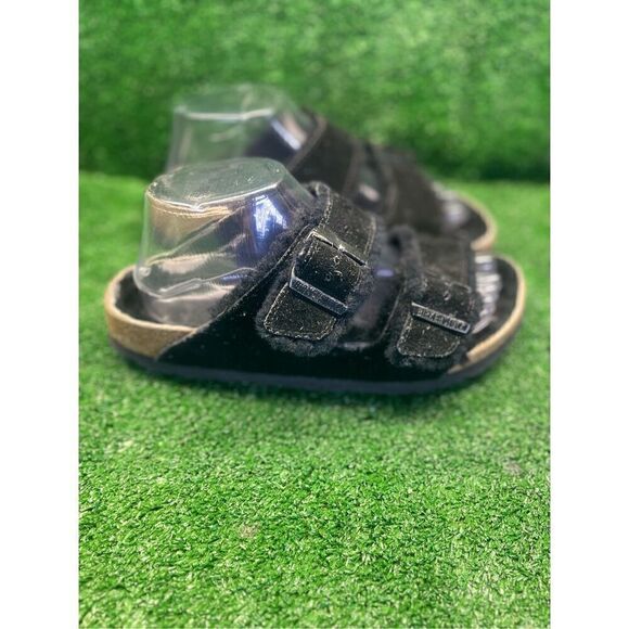 Birkenstock ARIZONA Shearling Fur EU39 BLACK Suede W8/M6 Sandals - Picture 1 of 10